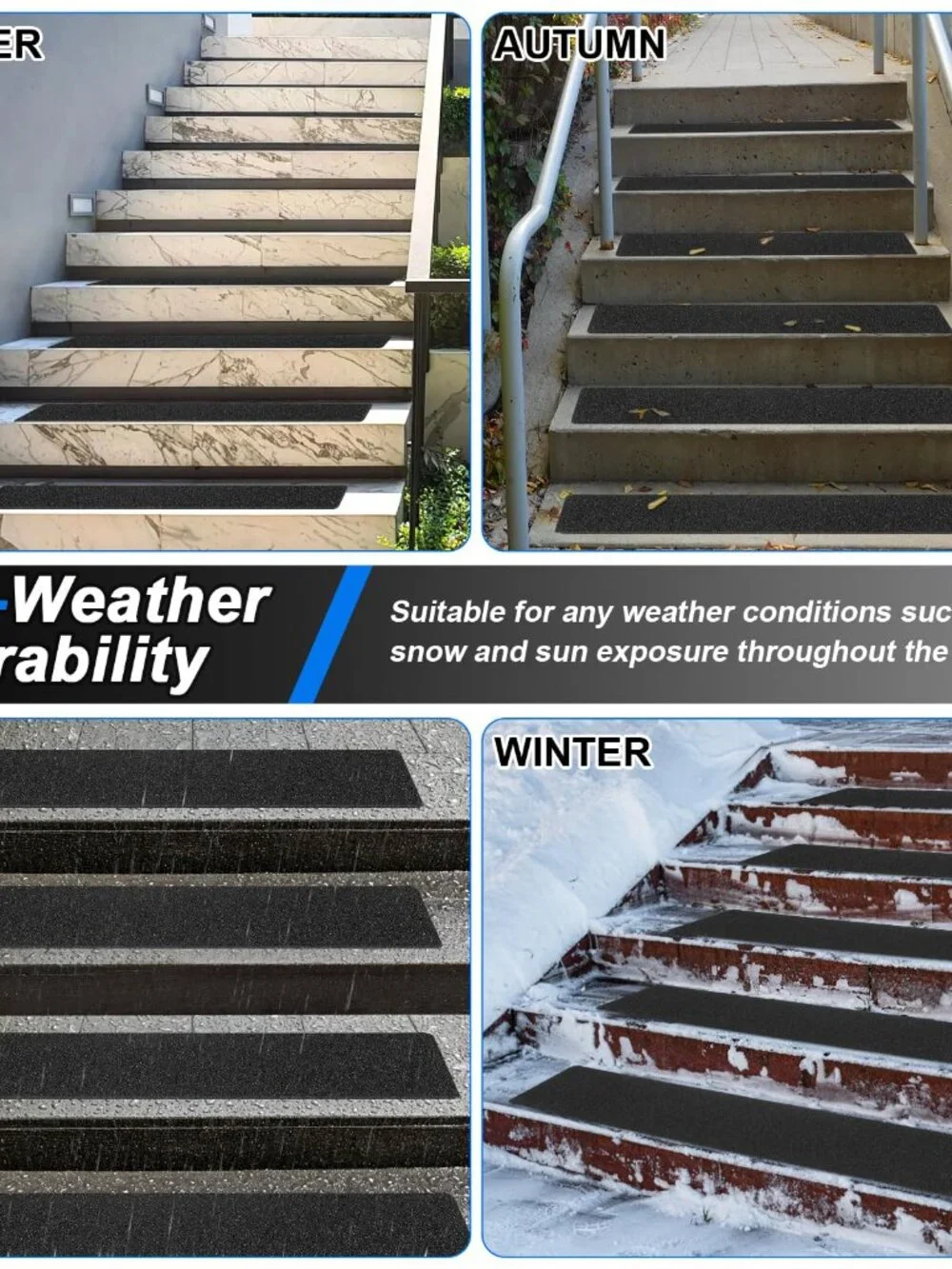 SMILOOL Outdoor Stair Treads Non-Slip Step Strips for Wooden Steps 5 Pack 6 x 24